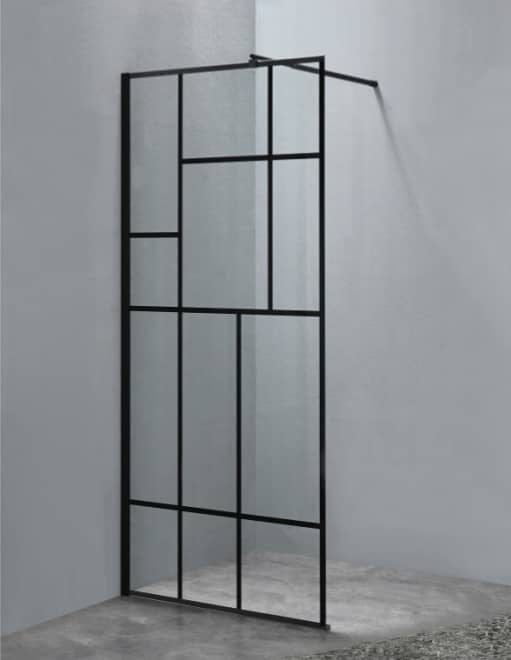 حاجز شاور زجاجي بإطار أسود من منتجات شركة راما